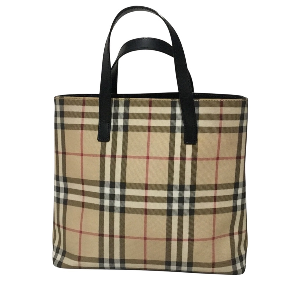 Authentic Burberry Beige Checkered Women's Tote Bag Small with COA